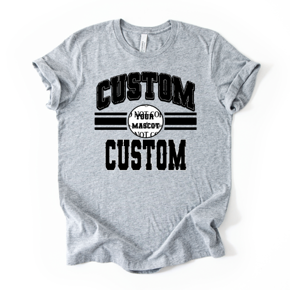 CUSTOM SPORTS STRIPE EMBLEM + YOUR MASCOT