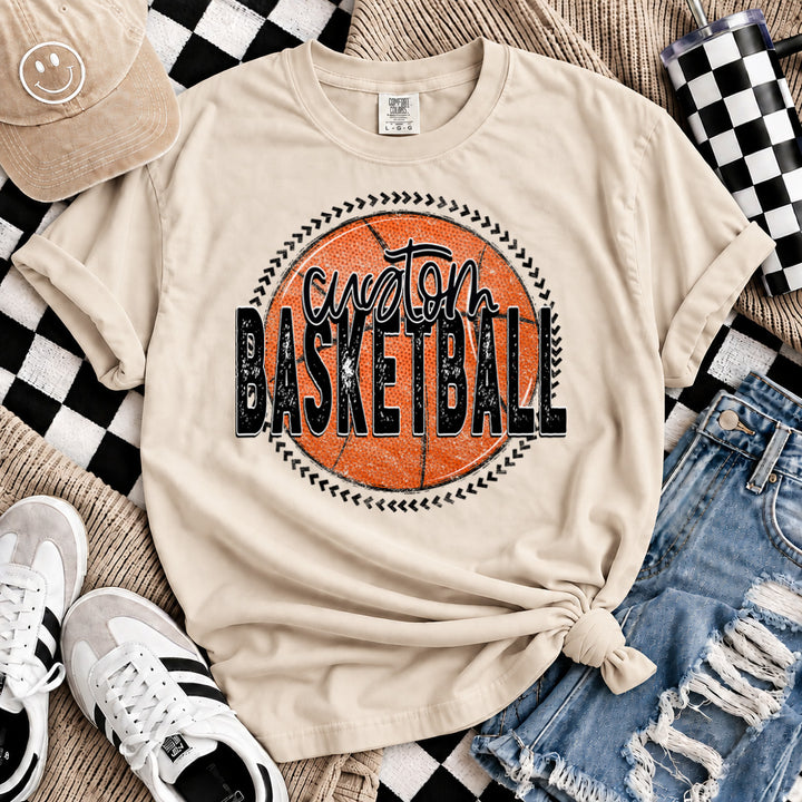 Custom Grunge Circle basketball DTF transfer mockup