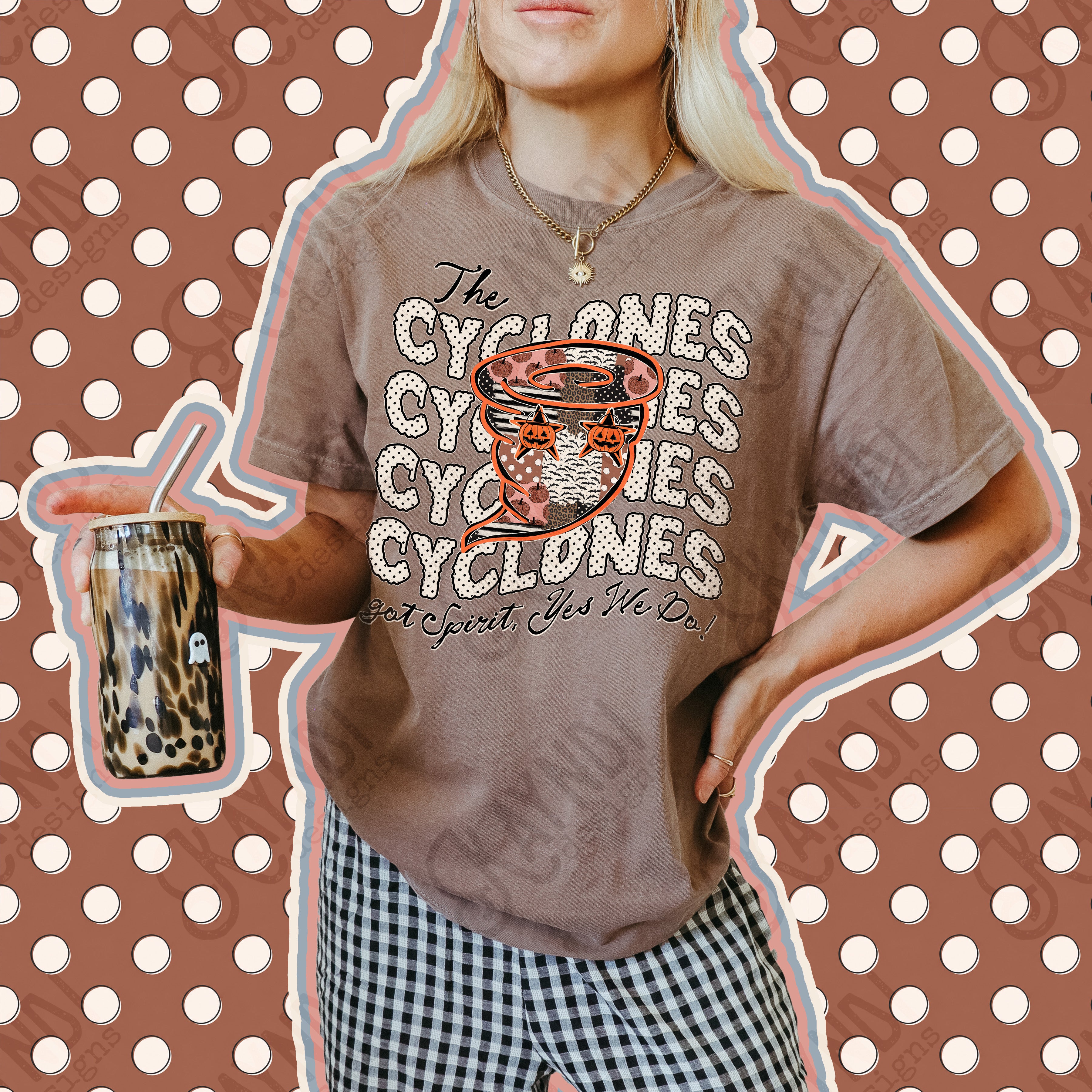 Patchwork Pumpkin Spirit Mascots Cyclones design