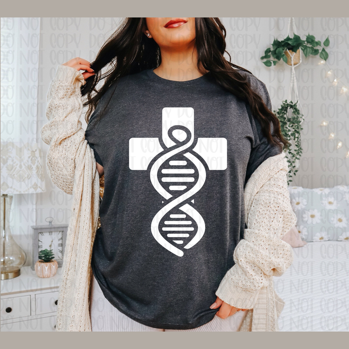 Daddy's Dna Cross White – DTF Transfer – product image
