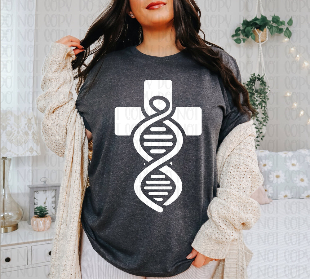 Daddy's Dna Cross White DTF transfer design – image 1