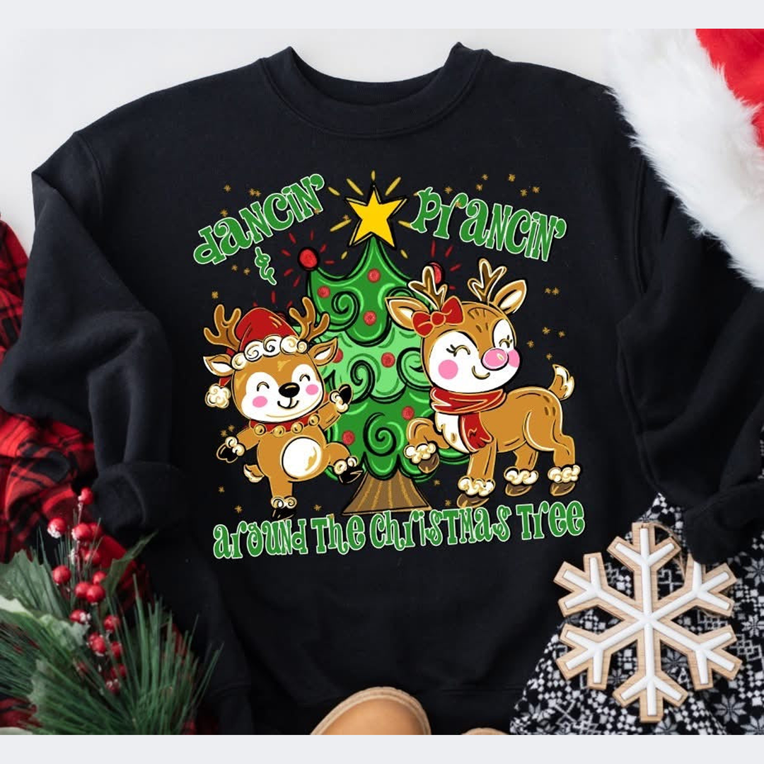 Dancin and Prancin Around the Christmas Tree – DTF Transfer – product image