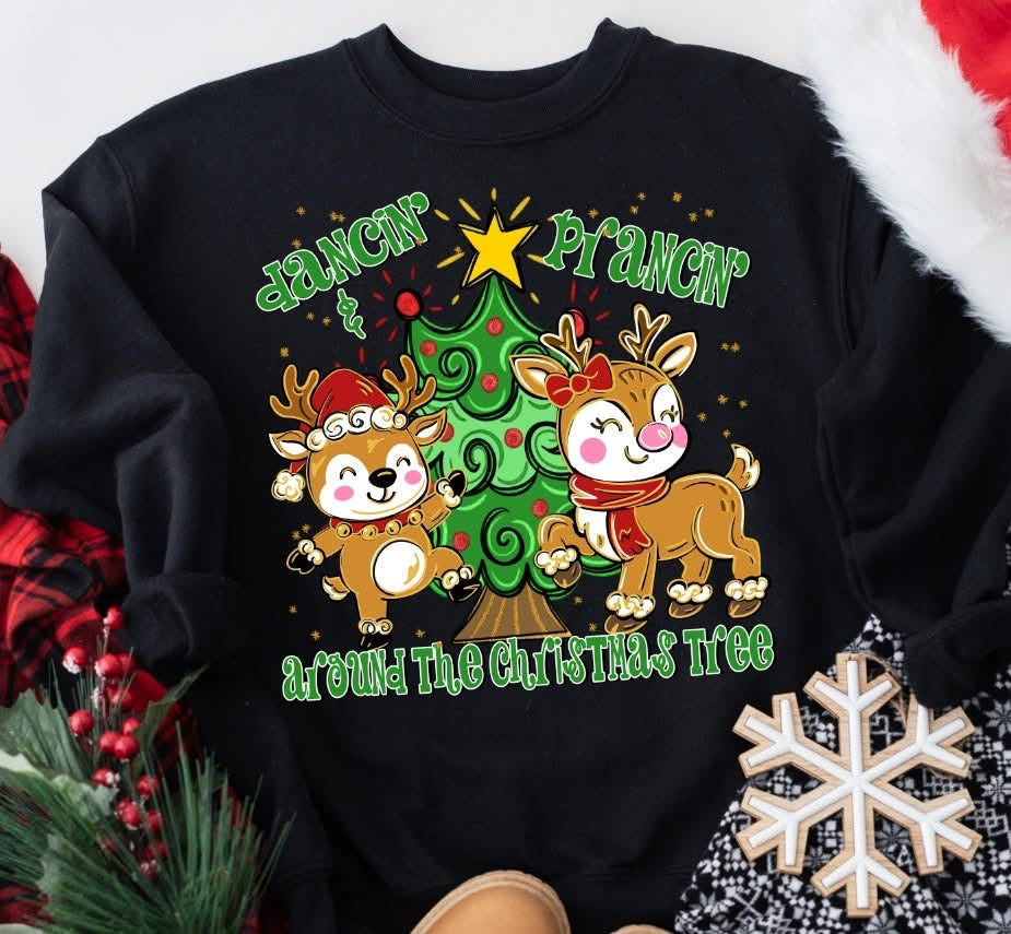 Dancin and Prancin Around the Christmas Tree DTF transfer design – image 1