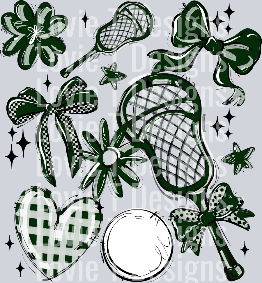 DARK GREEN MAROON PLAY BALL LACROSSE COLLAGE