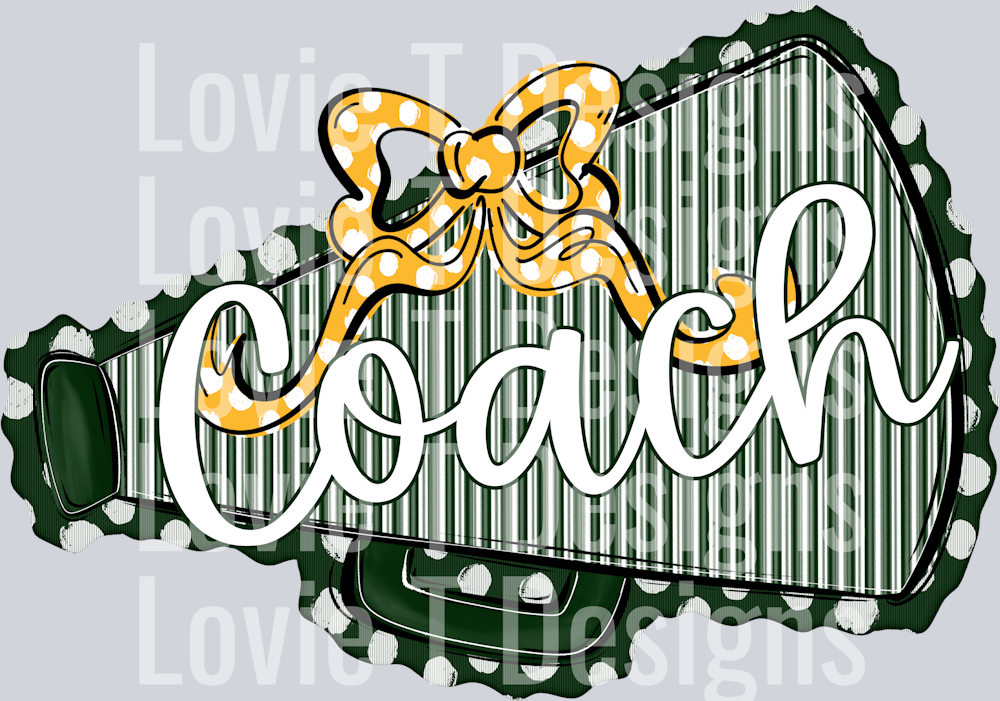 DARK GREEN MEGAPHONE WITH YELLOW DOT BOW COACH