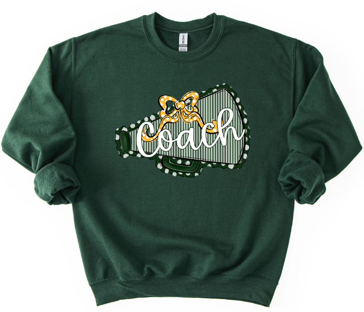 DARK GREEN MEGAPHONE WITH YELLOW DOT BOW COACH