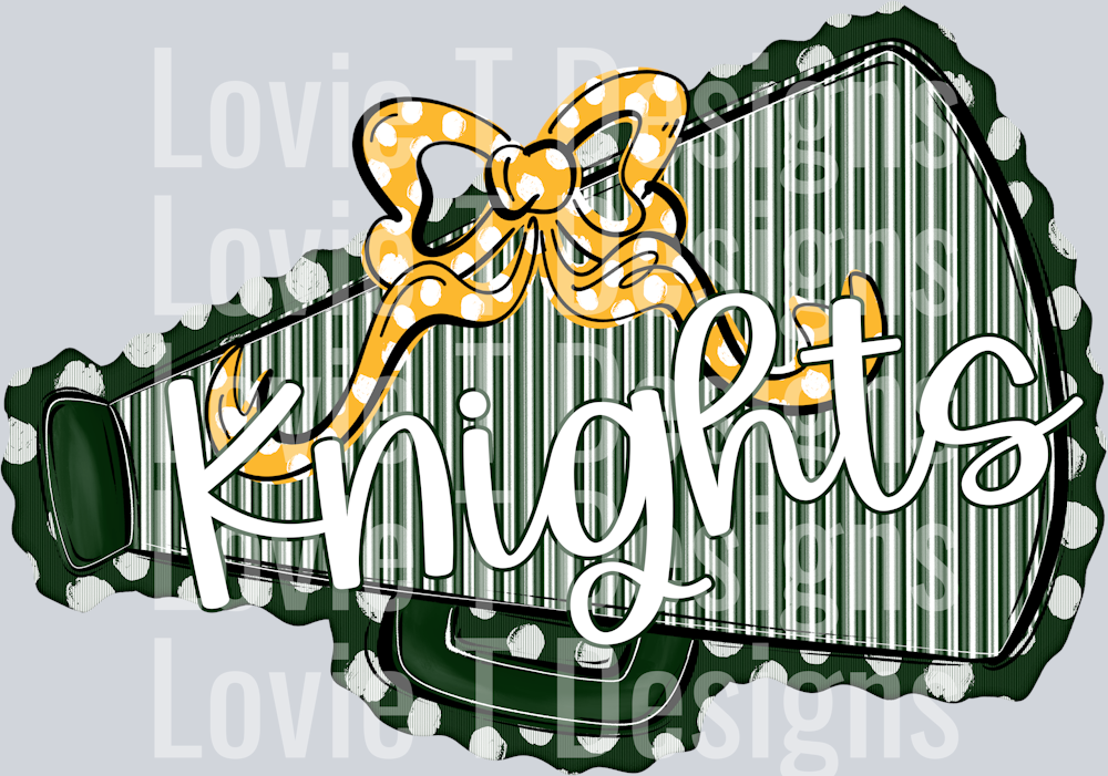 DARK GREEN MEGAPHONE WITH YELLOW DOT BOW KNIGHTS