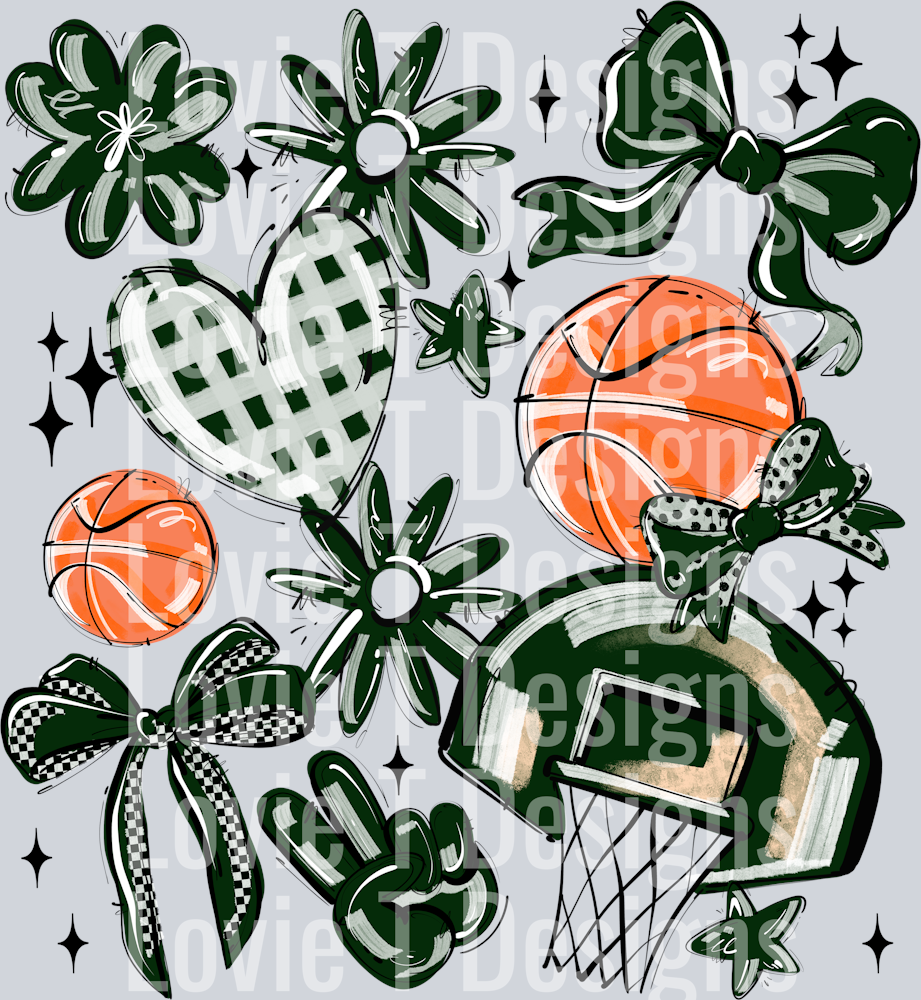 DARK GREEN PLAY BALL BASKETBALL COLLAGE
