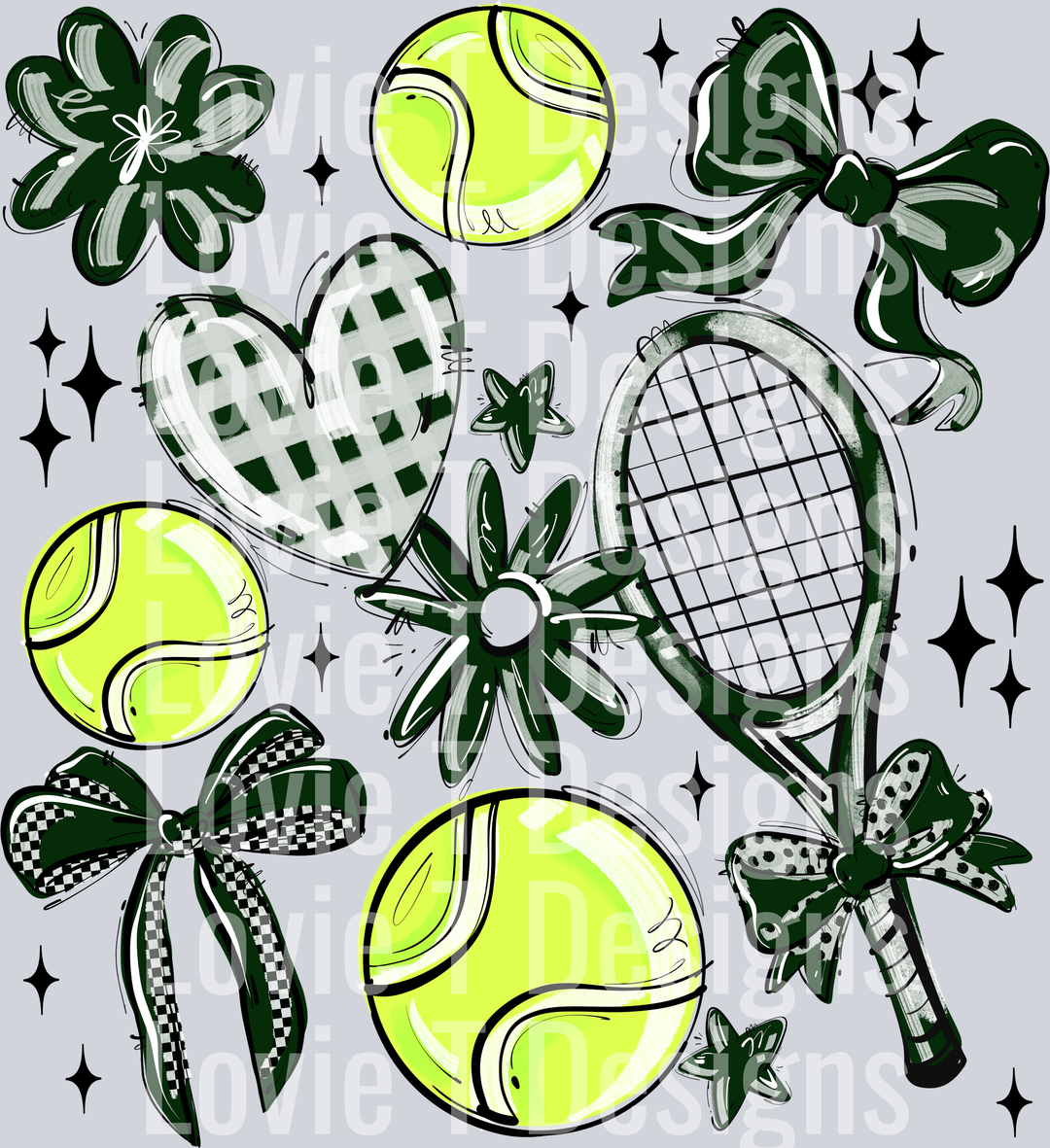 DARK GREEN PLAY BALL TENNIS COLLAGE