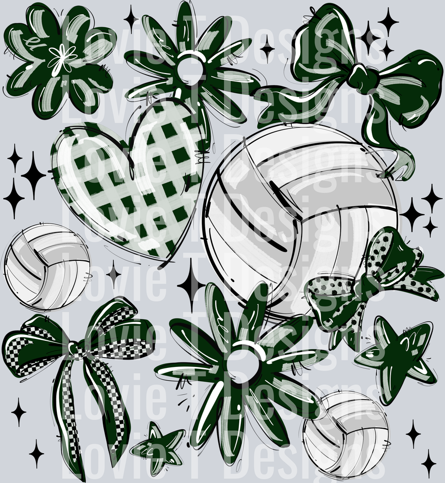 DARK GREEN PLAY BALL VOLLEYBALL COLLAGE
