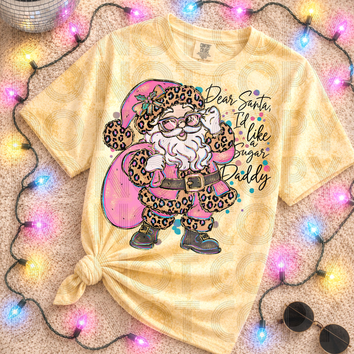 Dear Santa I'd Like a Sugar Daddy Christmas DTF transfer mockup