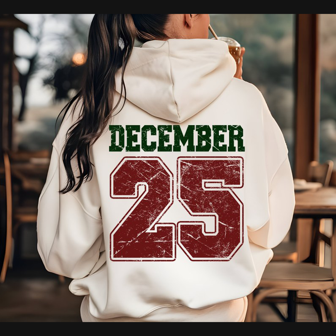 December 25 Dark Green and Red with Outline – DTF Transfer – product image