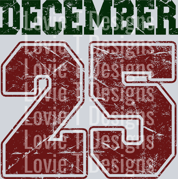 DECEMBER 25 DARK GREEN AND RED WITH OUTLINE