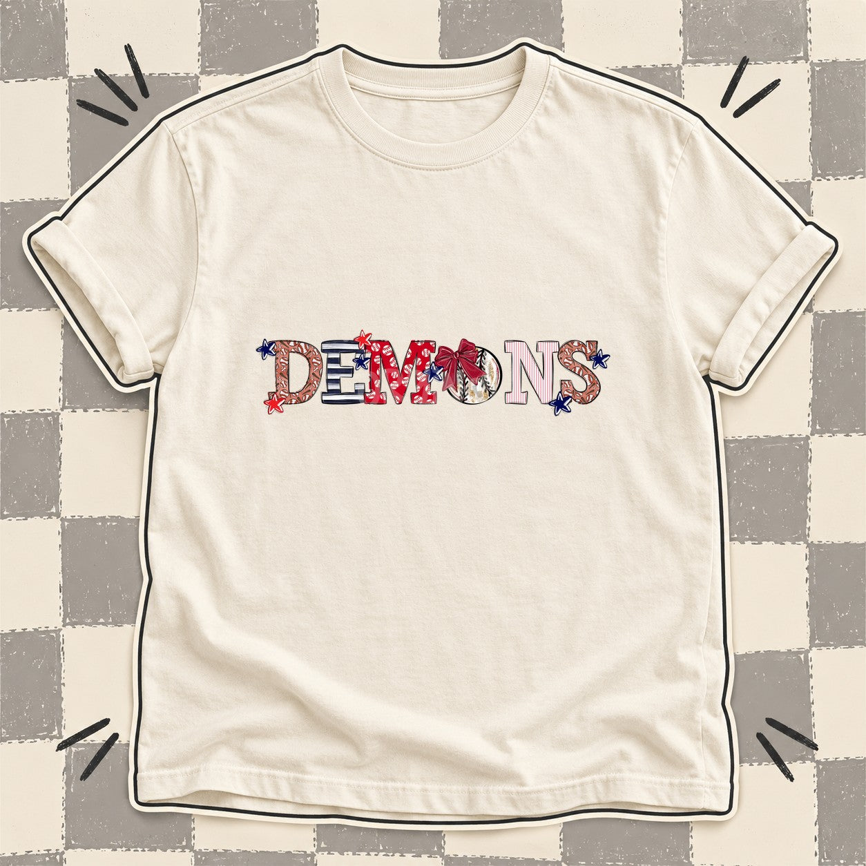 Mixed Doodle Baseball Mascots – Ballpark Classic Demons design