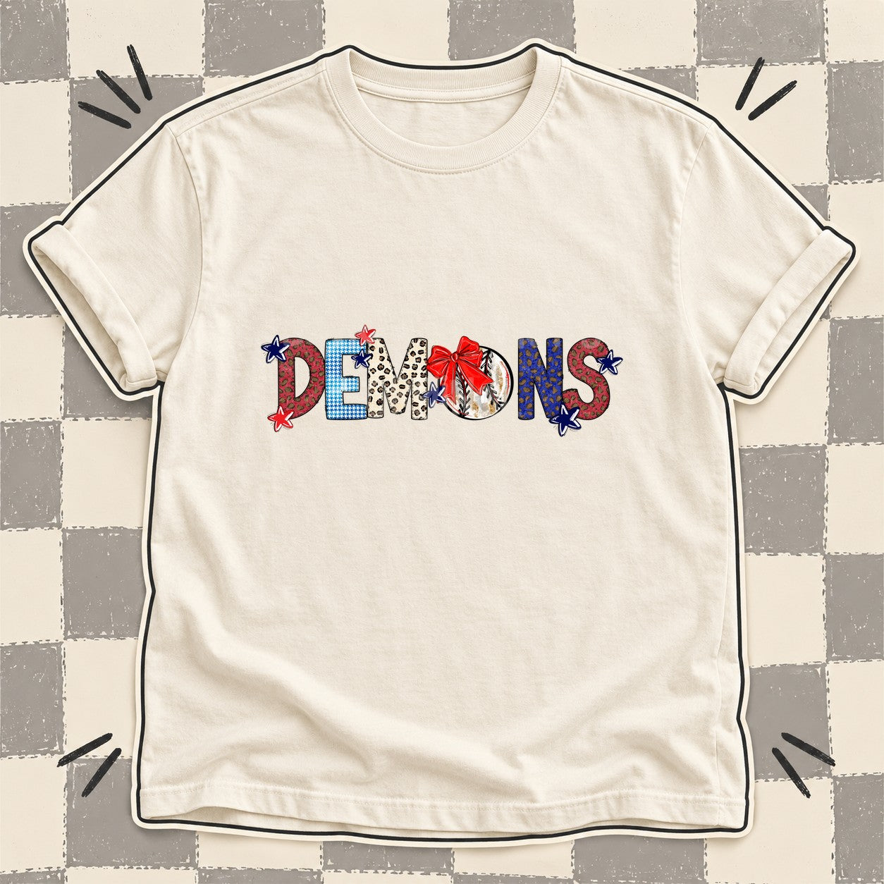 Mixed Doodle Baseball Mascots – Leopard Red Navy Demons design