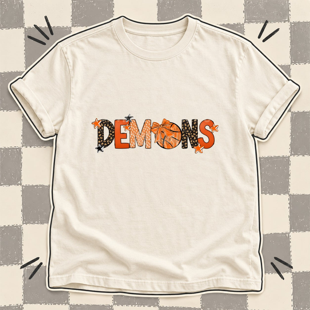 Demons Mixed Doodle Basketball Mascots – Leopard Court DTF transfer mockup
