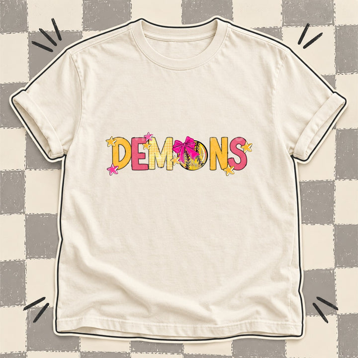 Demons Mixed Doodle Softball Mascots – Stitched Softball DTF transfer mockup
