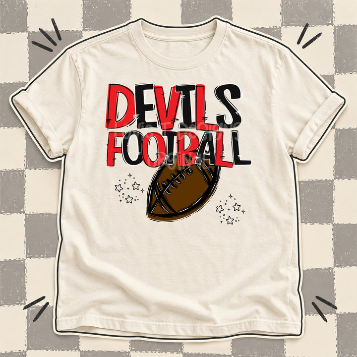 Devils Red Black Team Go Football Mascots DTF transfer mockup