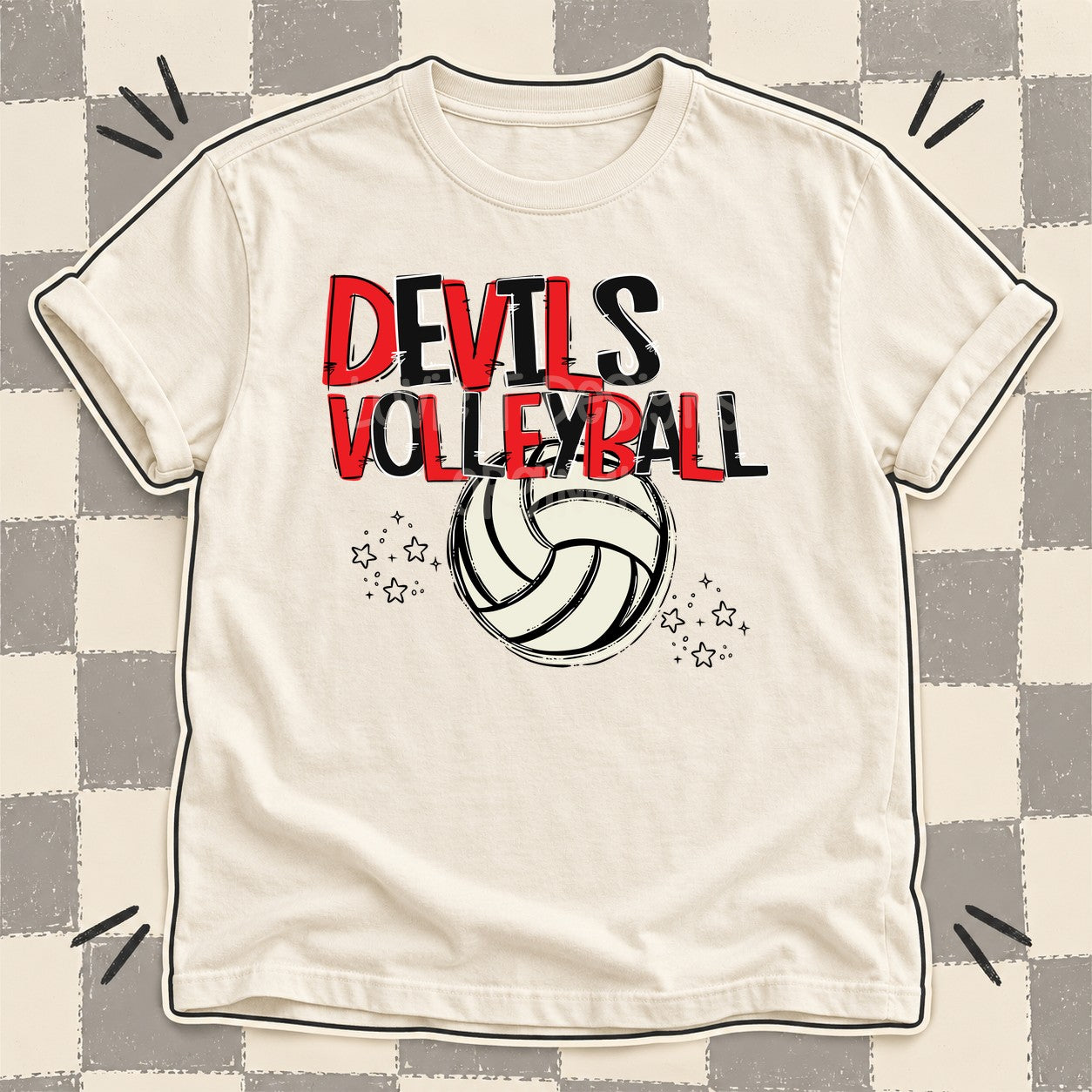Team Go Volleyball Mascots Devils Red Black design