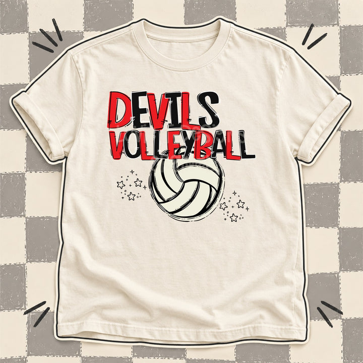 Devils Red Black Team Go Volleyball Mascots DTF transfer mockup