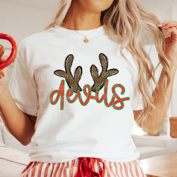 Devils Reindeer mascot DTF transfer