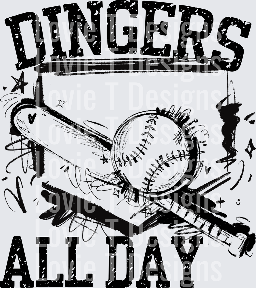 Dingers All Day DTF transfer design