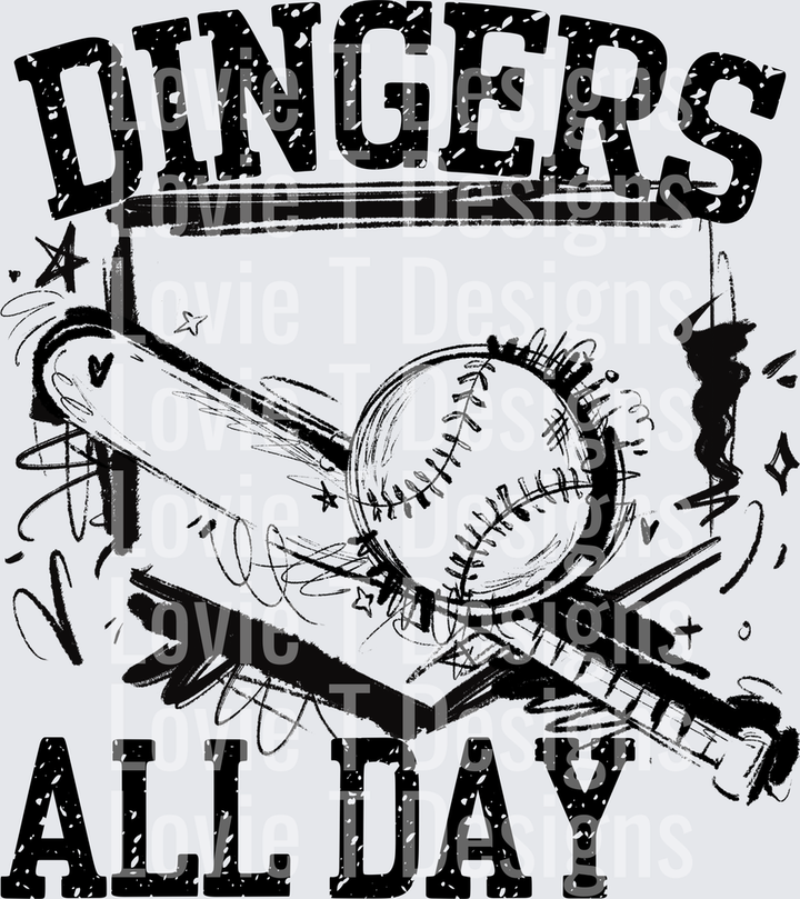 Dingers All Day DTF transfer design