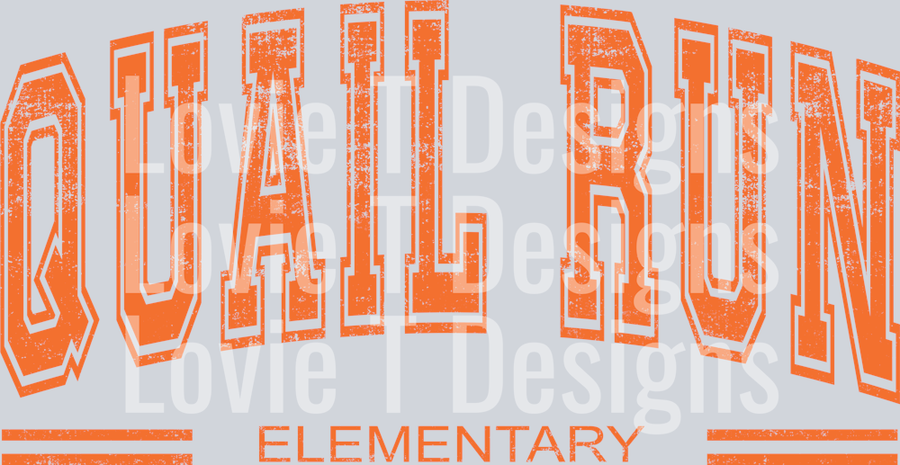 Distressed Varsity QUAIL RUN ELEMENTARY ORANGE
