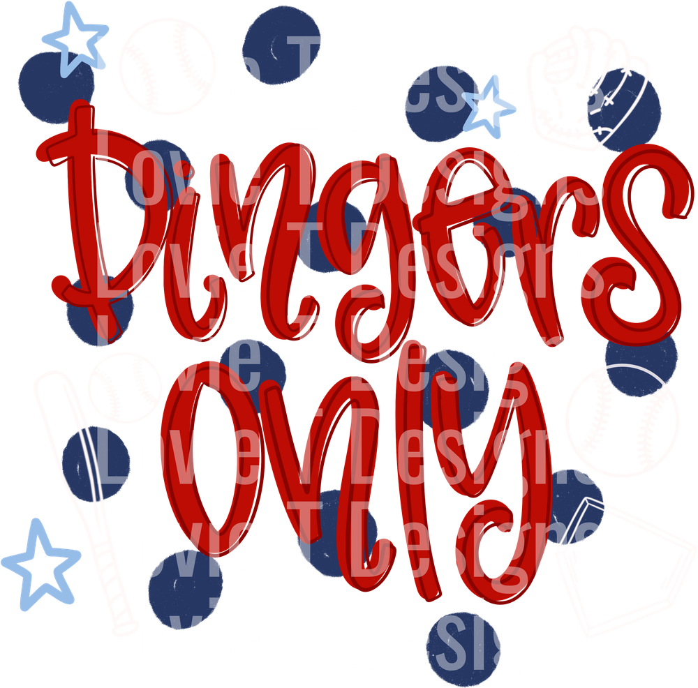 Divers Only Red Script with Navy Blue Dots and Stars