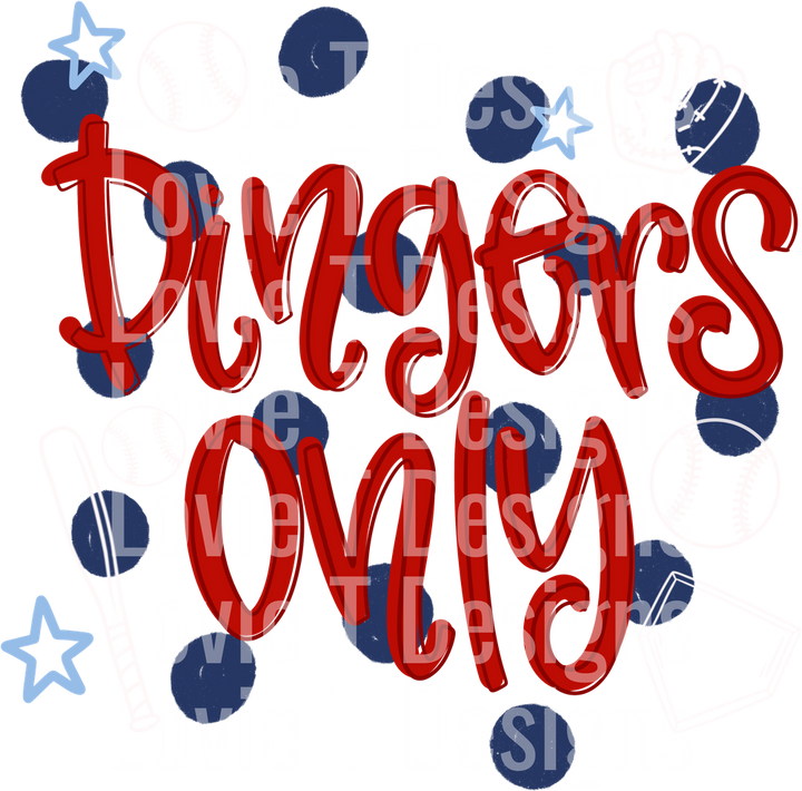 Divers Only Red Script with Navy Blue Dots and Stars