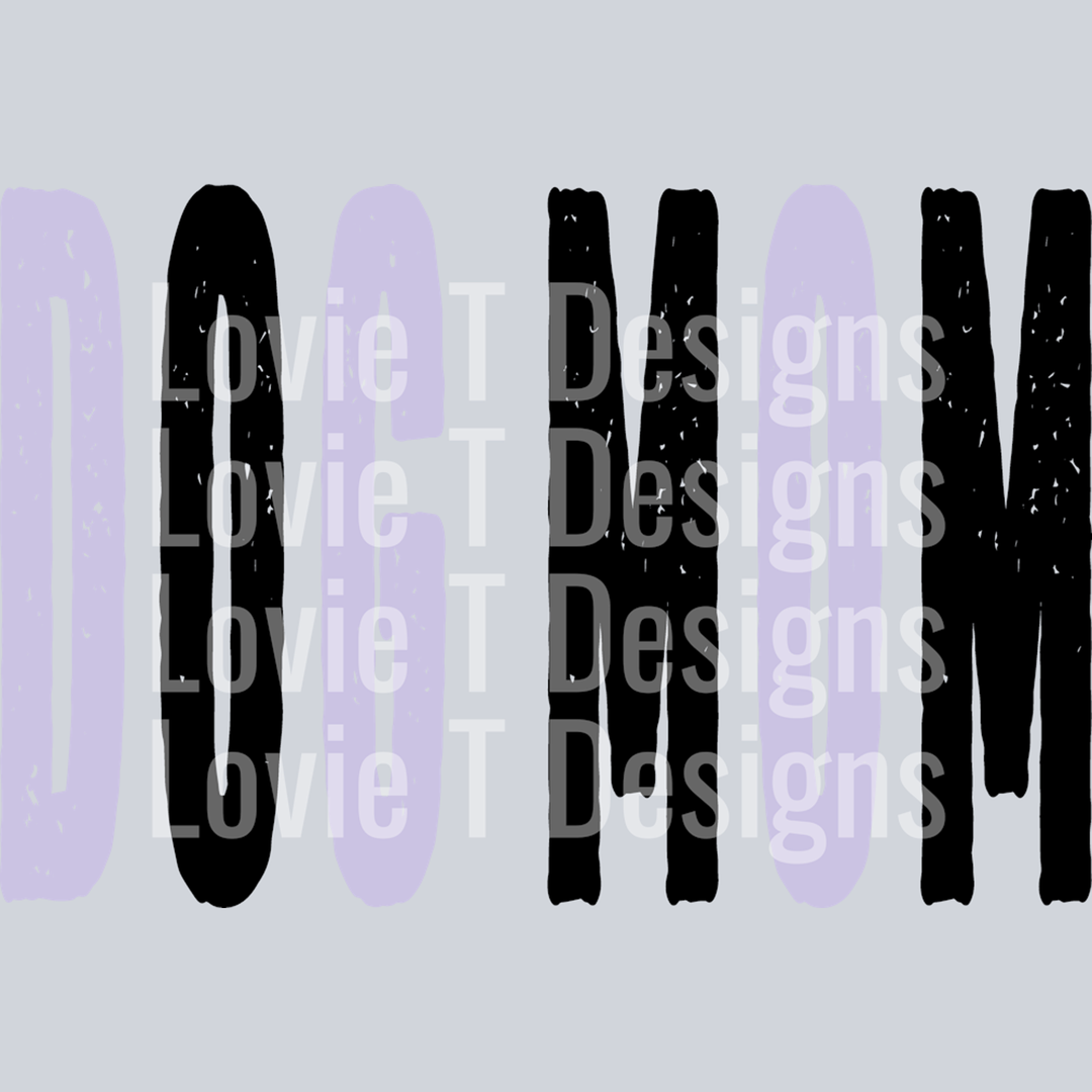 Dog Mom Black and Light Purple Grunge Mascot – DTF Transfer – product image