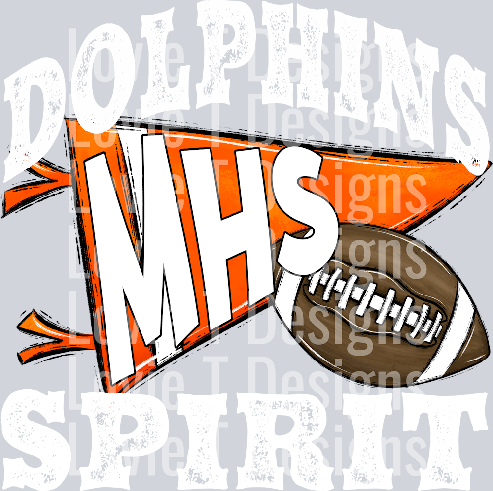 DOLPHINS MHS ORANGE FOOTBALL Pennant