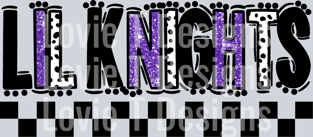 DOODLE DOT MASCOT LIL KNIGHTS BLACK AND PURPLE