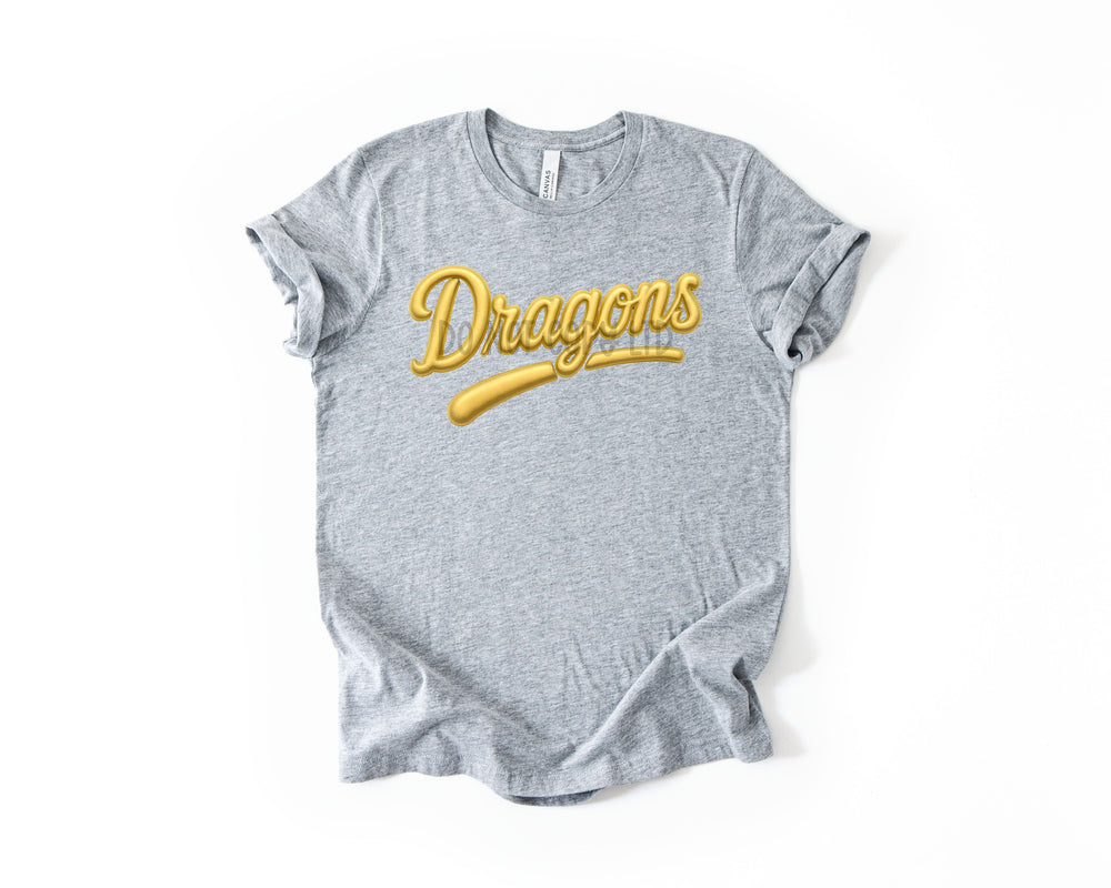 Dragons Faux Puff Gold DTF transfer design – image 1