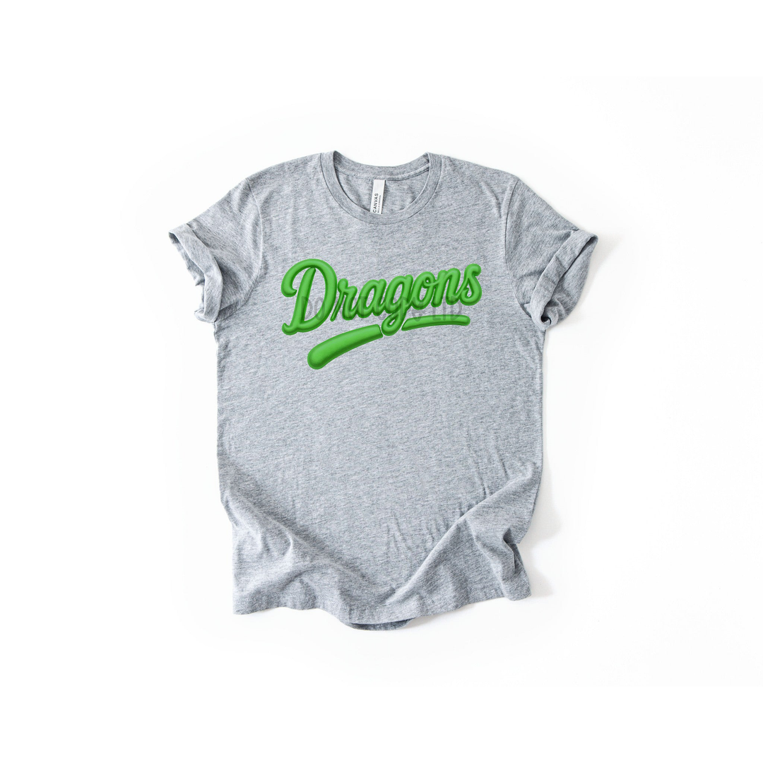 Dragons Faux Puff Kelly Green – DTF Transfer – product image