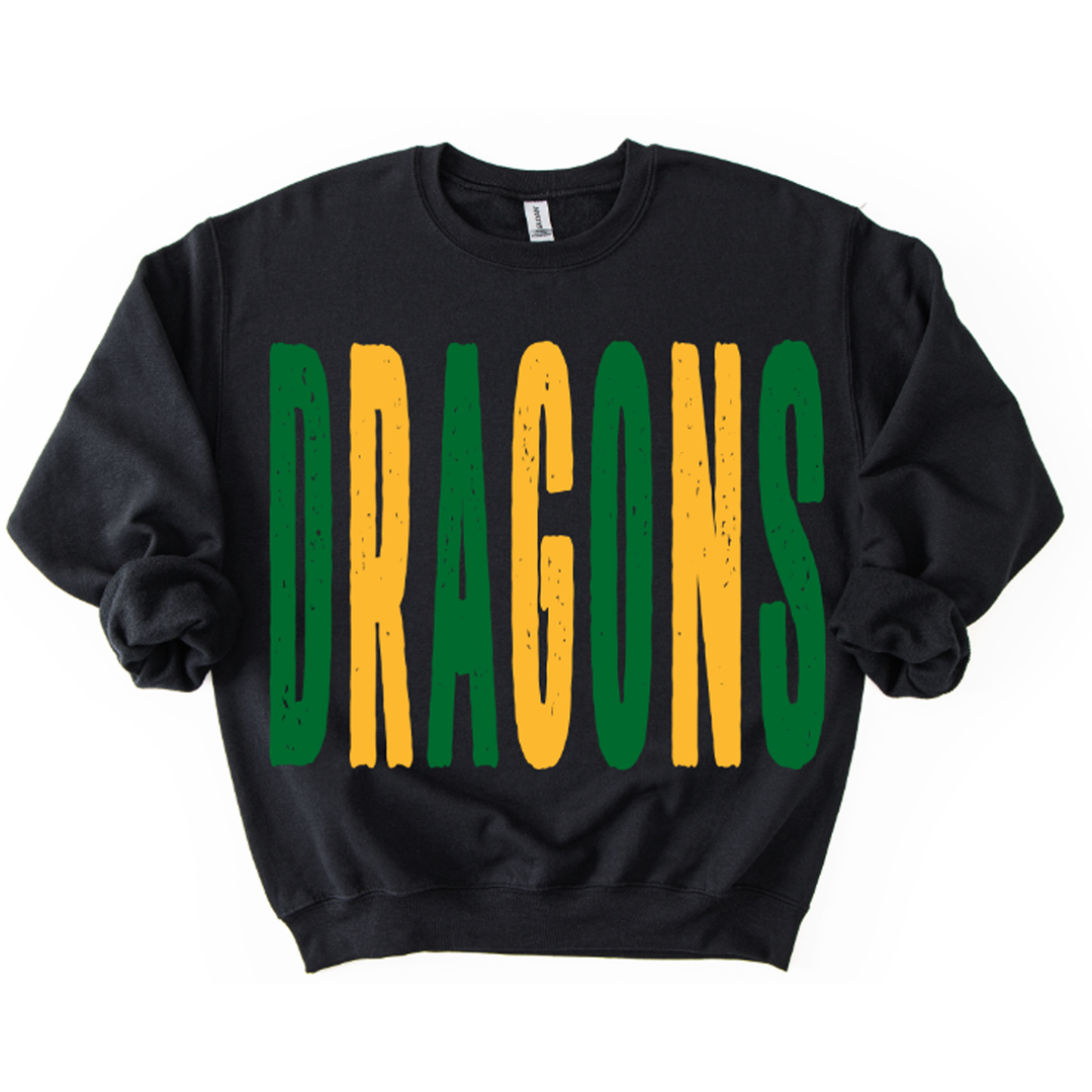 Dragons Kelly Green and Yellow Grunge Mascot – DTF Transfer – product image