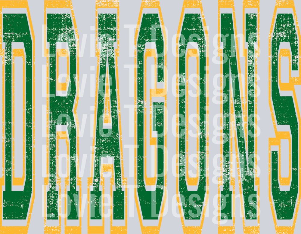 DRAGONS KELLY GRENN AND YELLOW VARSITY STYLE