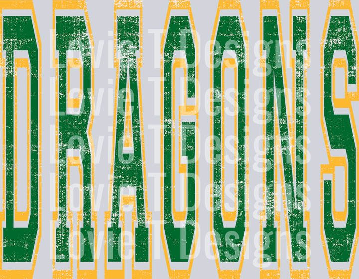 DRAGONS KELLY GRENN AND YELLOW VARSITY STYLE