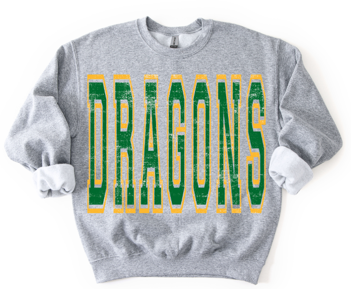 Dragons Kelly Green and Yellow Varsity Style DTF transfer design – image 1