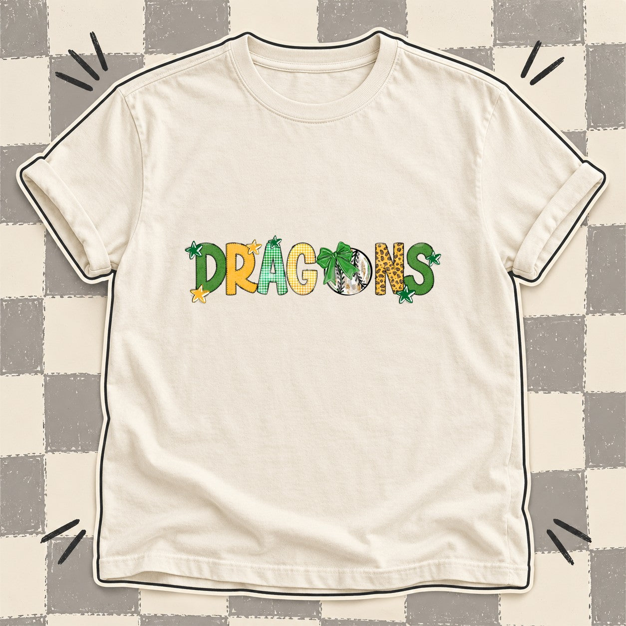 Mixed Doodle Baseball Mascots – Mascot Colors Dragons Green Yellow Gold design