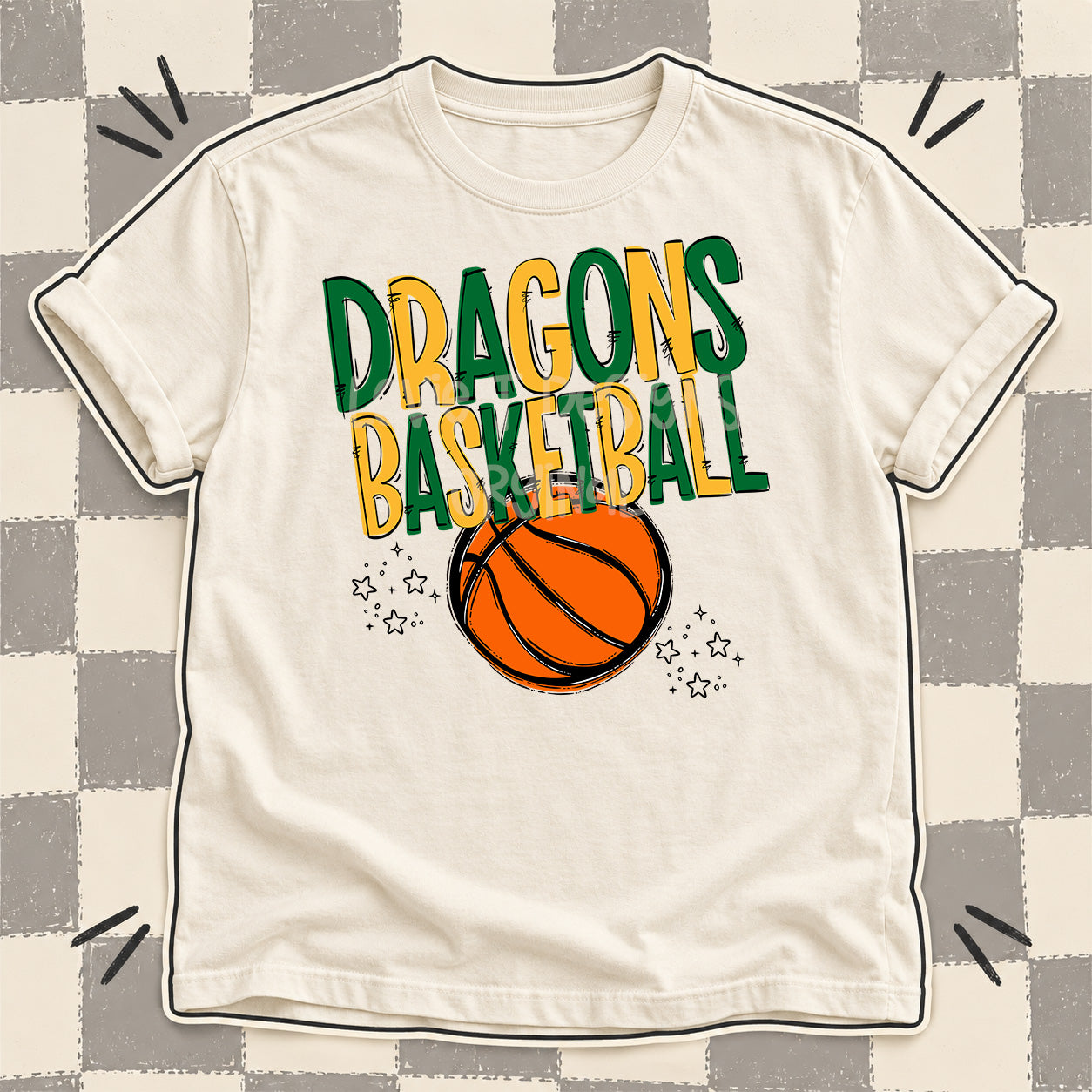 Team Go Basketball Mascots Dragons Kelly Green Yellow Gold design