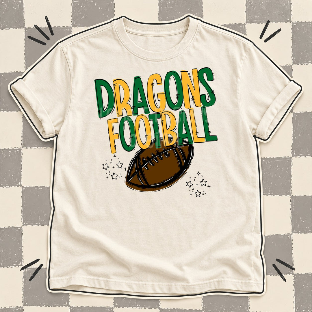 Dragons Kelly Green Yellow Gold Team Go Football Mascots DTF transfer mockup