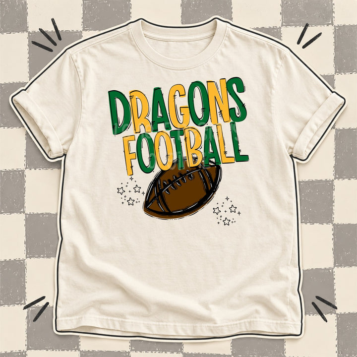 Dragons Kelly Green Yellow Gold Team Go Football Mascots DTF transfer mockup