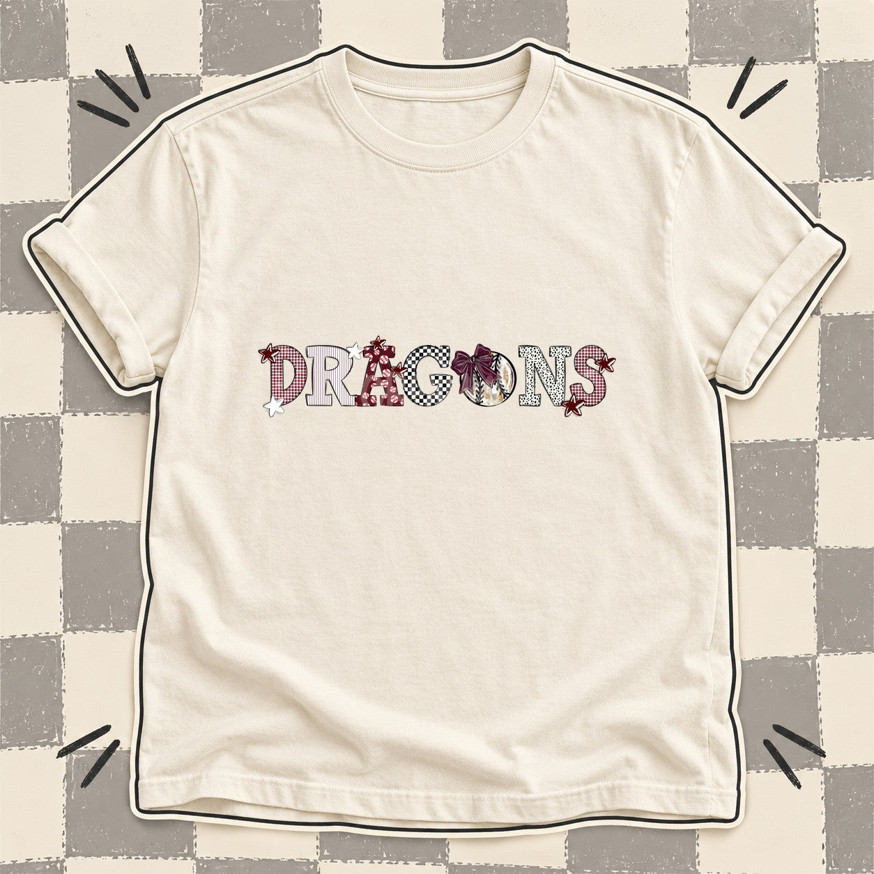 Mixed Doodle Baseball Mascots – Mascot Colors Dragons Maroon White design
