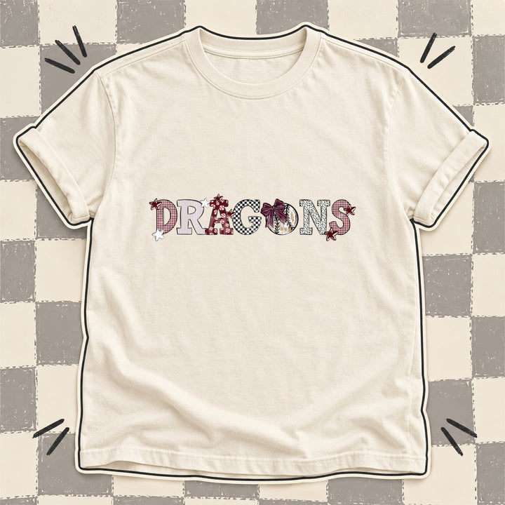 Dragons Maroon White Mixed Doodle Baseball Mascots – Mascot Colors DTF transfer mockup