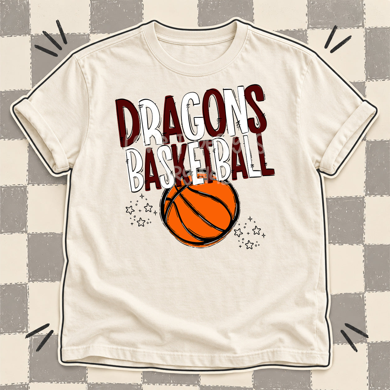 Team Go Basketball Mascots Dragons Maroon White design
