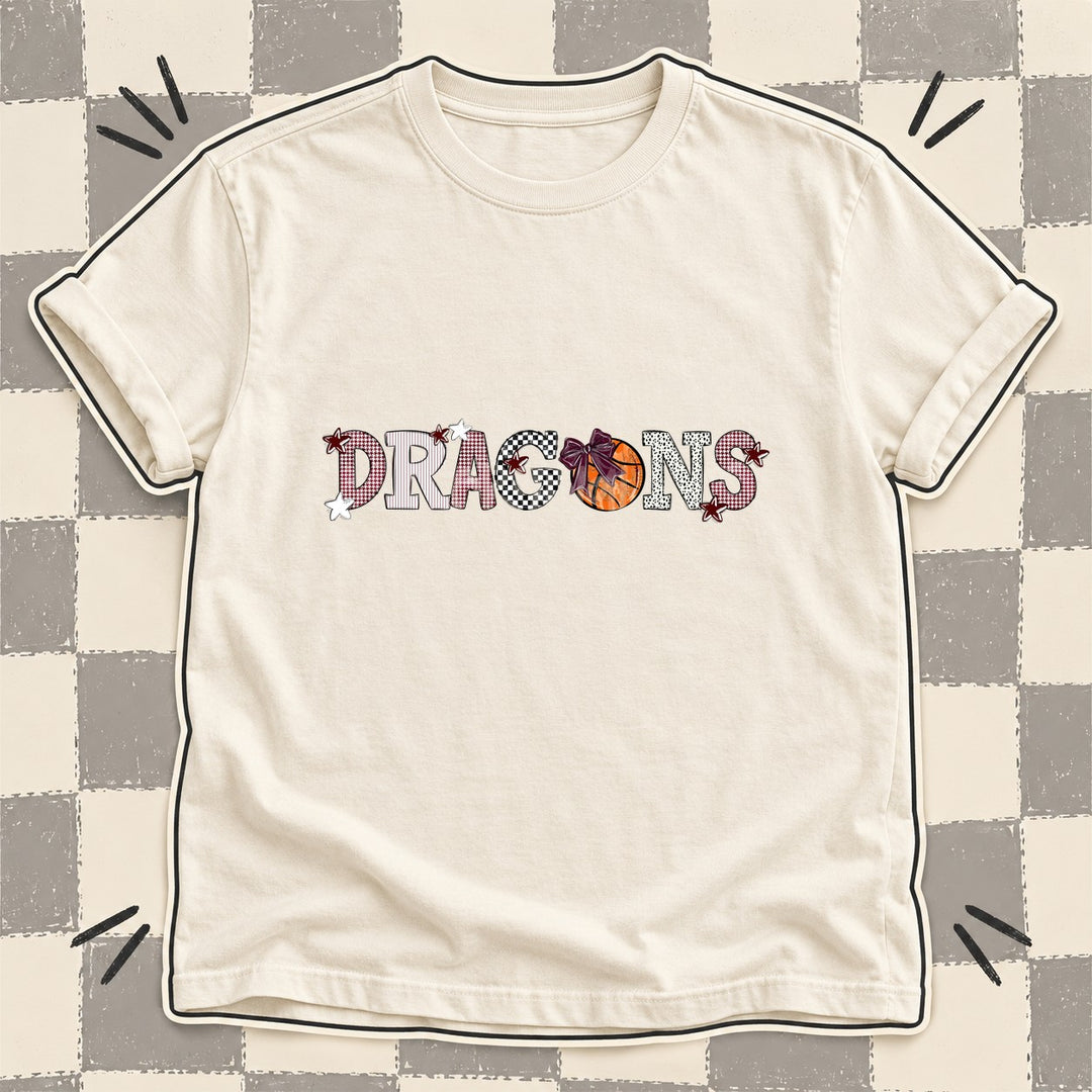 Dragons Maroon White Mixed Doodle Basketball Mascots – Mascot Colors DTF transfer mockup