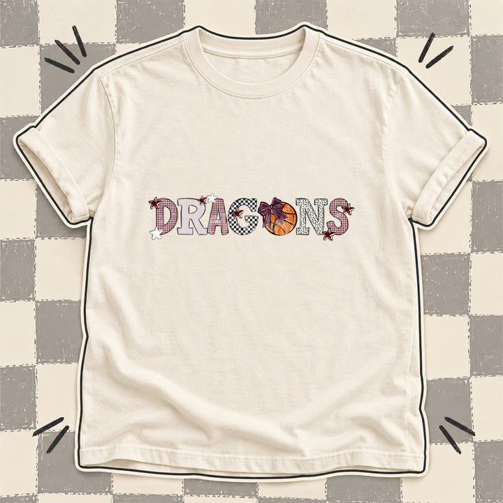 Dragons Maroon White Mixed Doodle Basketball Mascots – Mascot Colors DTF transfer mockup