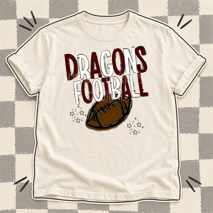 Dragons Maroon White Team Go Football Mascots DTF transfer mockup