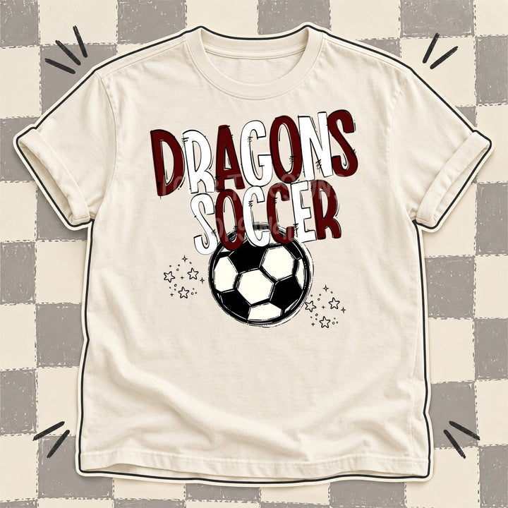 Dragons Maroon White Team Go Soccer Mascots DTF transfer mockup